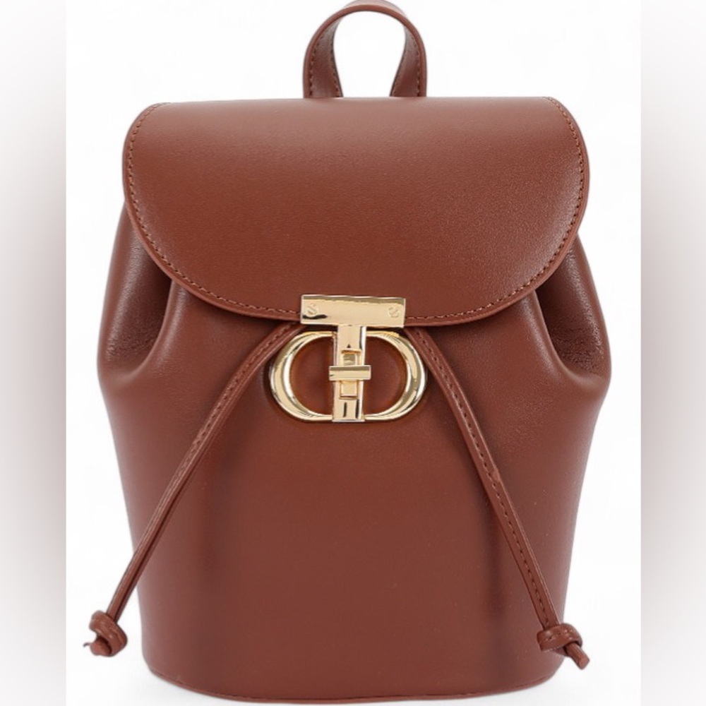 Vegan Leather Backpack Handbag - Black, Brown, White